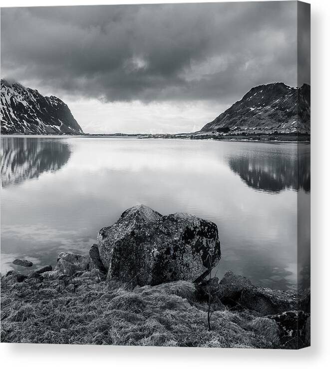 Arctic Canvas Print featuring the photograph Rock in the Middle by Andy Bitterer