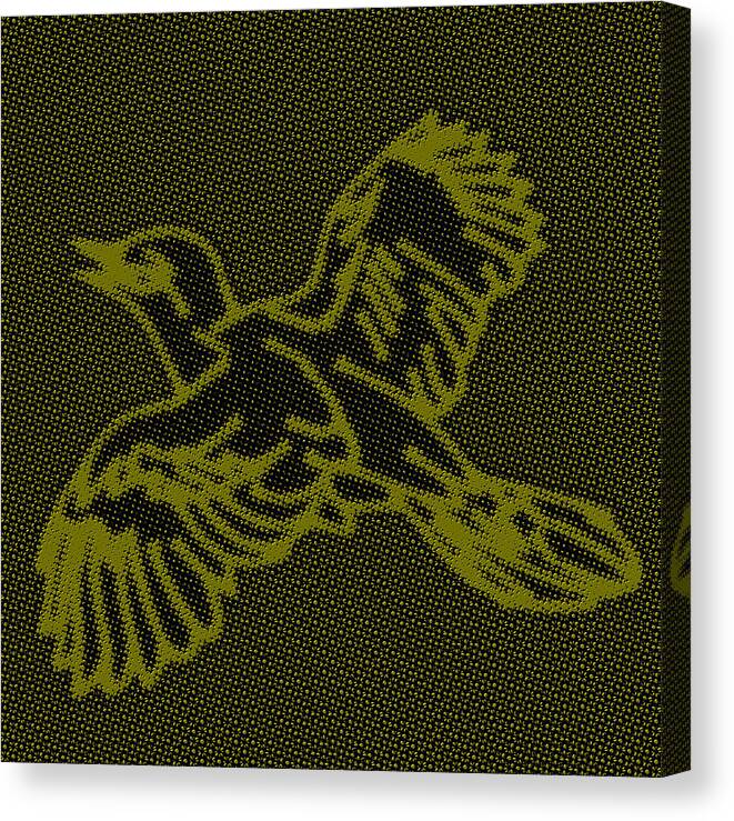 Bird Canvas Print featuring the painting Negative Bird Image With Embossed Green Dots by Steve Fields
