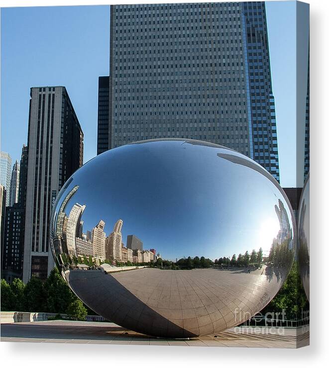 Bean Canvas Print featuring the photograph Cloudgate Reflects by David Levin