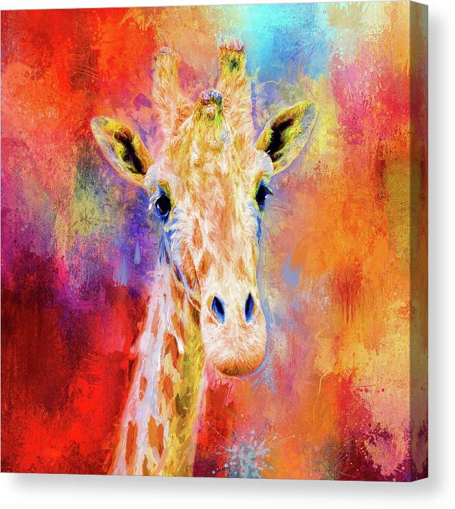 Jai Johnson Canvas Print featuring the mixed media Jazzy Giraffe Colorful Animal Art by Jai Johnson by Jai Johnson