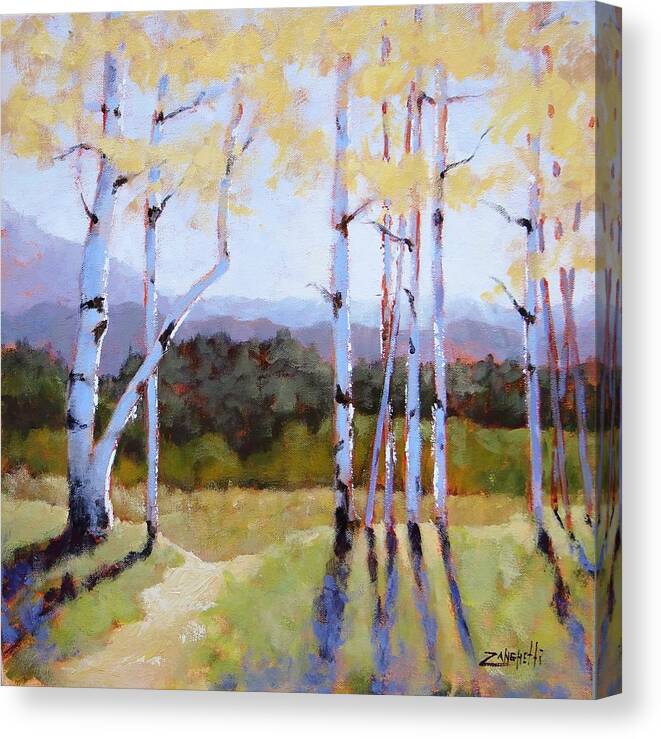 Birch Trees Canvas Print featuring the painting Landscape Series 2 by Laura Lee Zanghetti