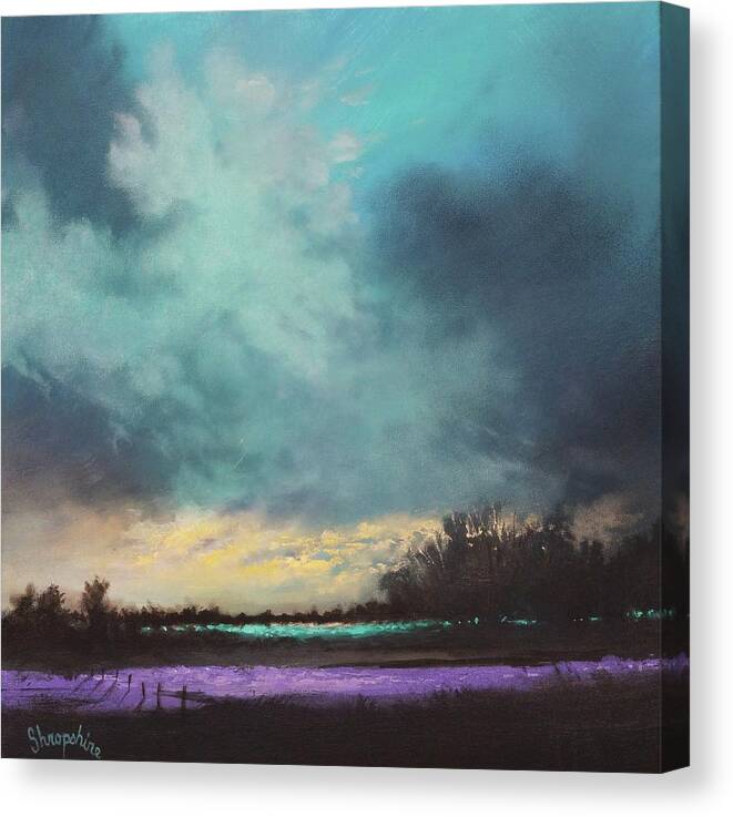 Blue And Lavender; Contemporary Landscape; Tom Shropshire Painting Canvas Print featuring the painting Lavender Fields by Tom Shropshire