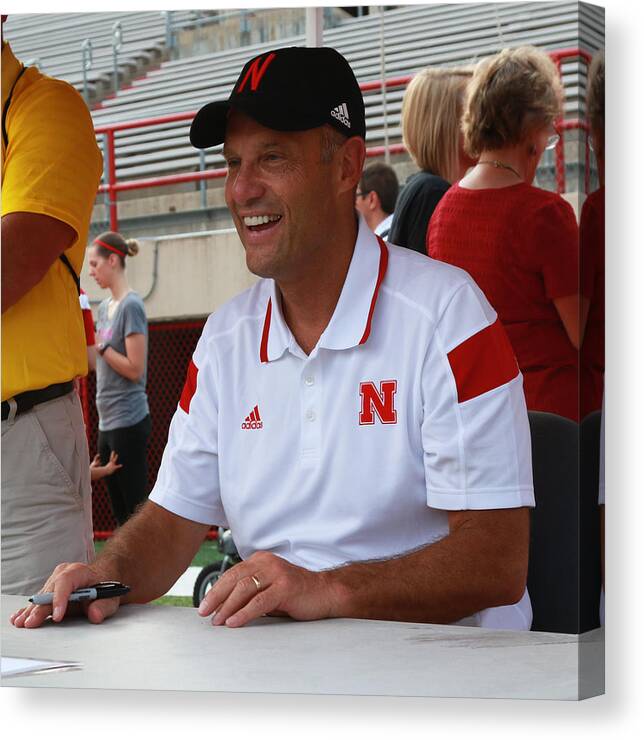 Nebraska Football Head Coach Mike Riley Oregon St. Huskers Go Big Red Nice Guy Cornhuskers Lincoln Canvas Print featuring the photograph Mike Riley Nebraska Head Football Coach by J Laughlin