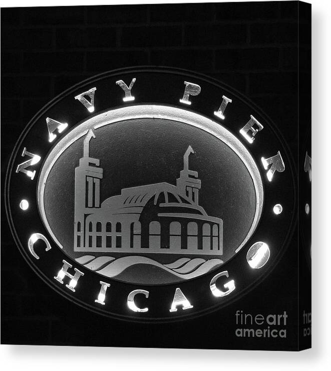 Chicago Canvas Print featuring the photograph Navy Pier Chicago Sign by David Levin
