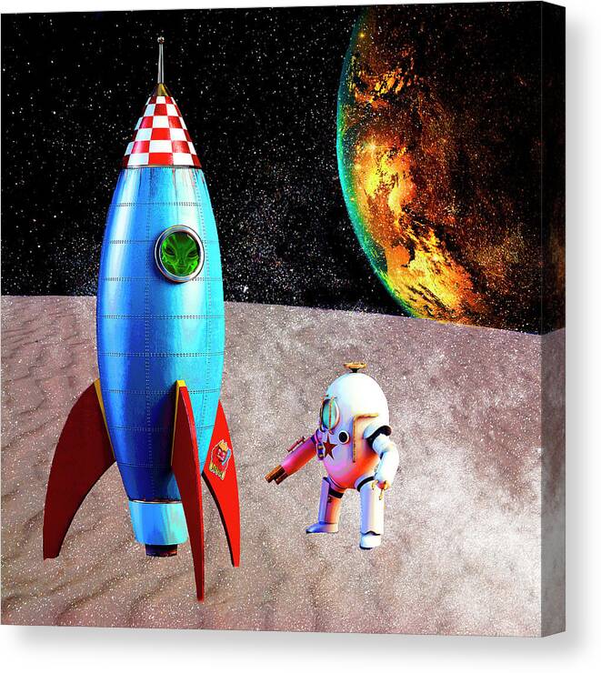 Astronaut Canvas Print featuring the painting Rocket Man by Sandra Selle Rodriguez