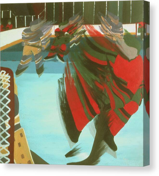 Hockey Canvas Print featuring the painting Shot On Goal by Ken Yackel