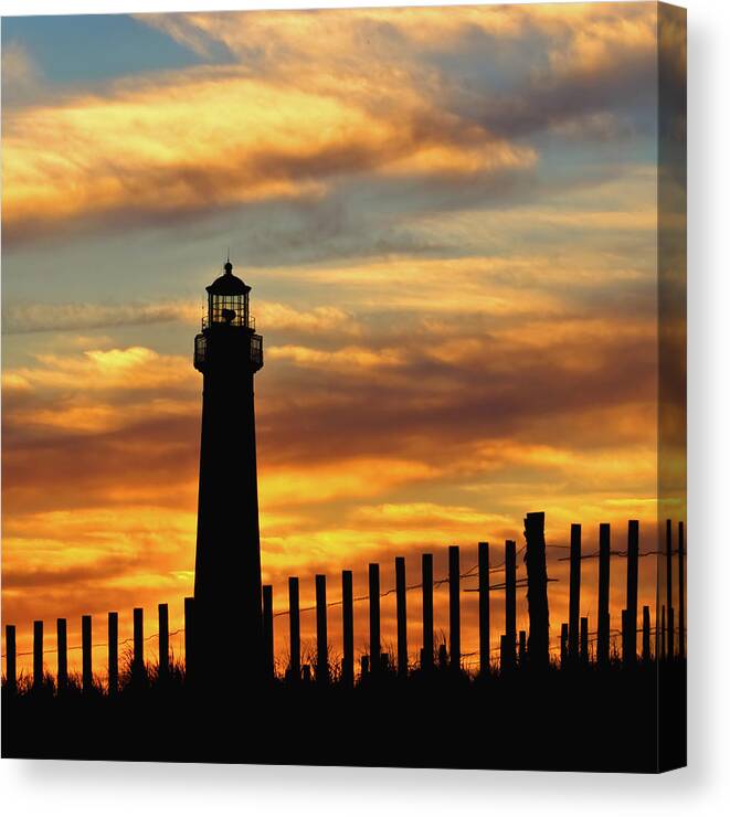 Sunset Canvas Print featuring the photograph Sunset at the Lighthouse by Nick Zelinsky Jr