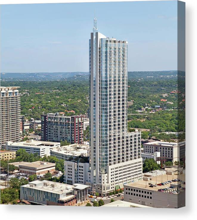 Treetop Canvas Print featuring the photograph Aerial Shot Of City In Austin, Texas by Jodijacobson