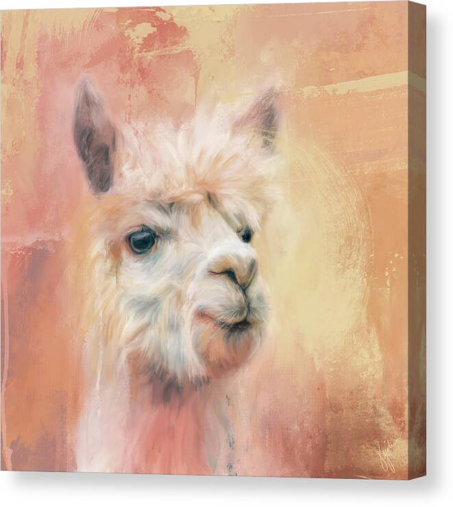 Colorful Canvas Print featuring the painting The Charismatic Alpaca by Jai Johnson