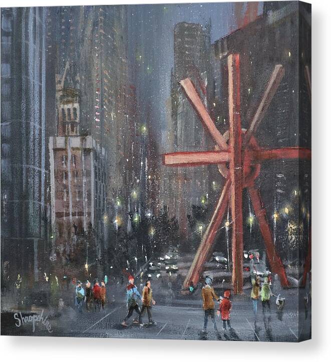 Milwaukee Canvas Print featuring the painting Milwaukee Sculpture by Tom Shropshire
