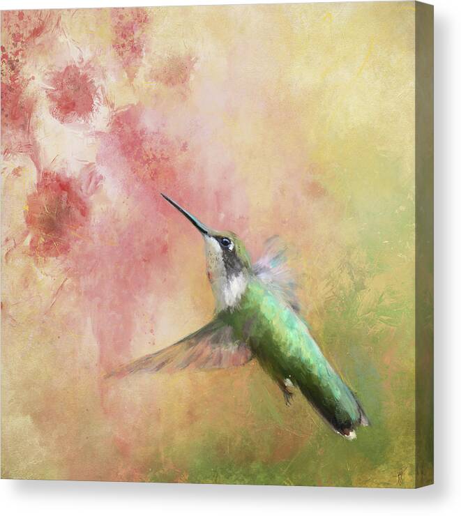 Hummingbird Canvas Print featuring the painting After The Final Blooms by Jai Johnson