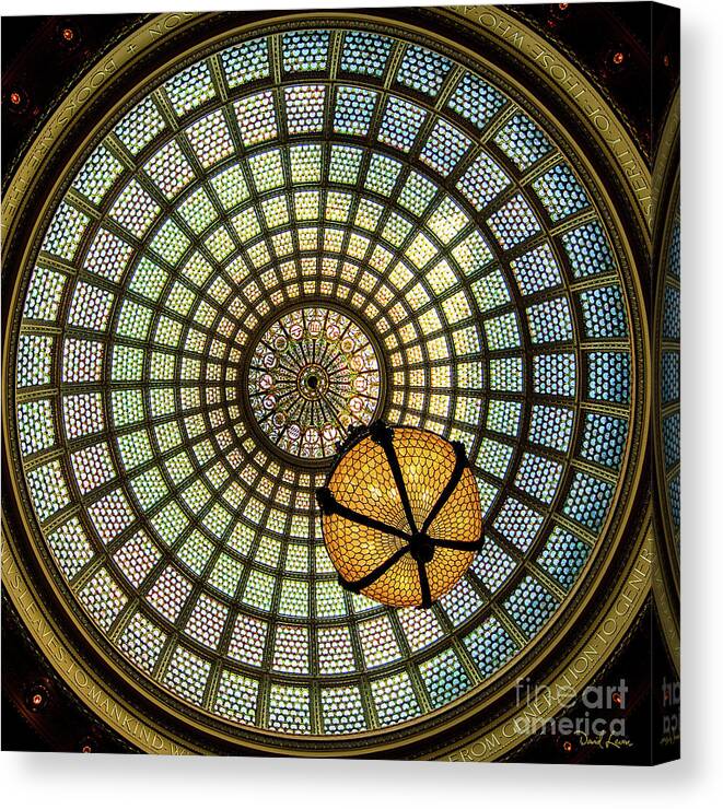Art Canvas Print featuring the photograph Chicago Cultural Center Dome Square by David Levin