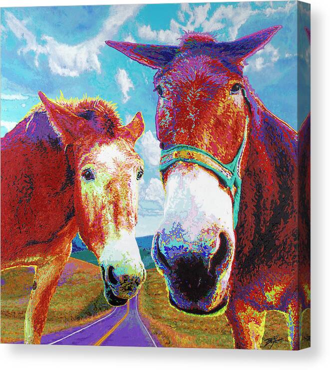 Mules Canvas Print featuring the painting Follow Your Muses by Darien Bogart