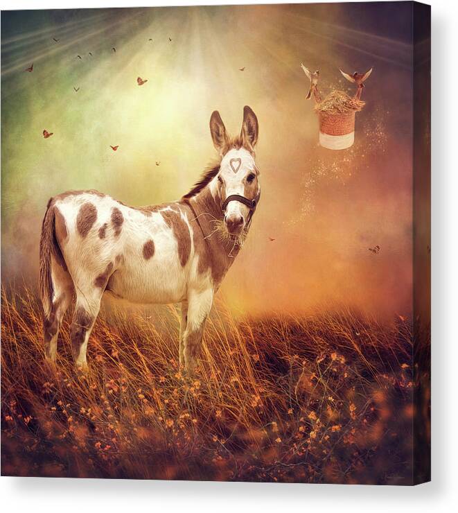 Donkey Canvas Print featuring the digital art Friends in High Places by Nicole Wilde