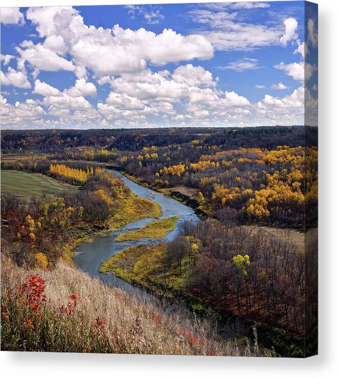 Nd Canvas Print featuring the photograph Gorgeous Pembina Gorge ND at Tetrault Forest Lookout by Peter Herman