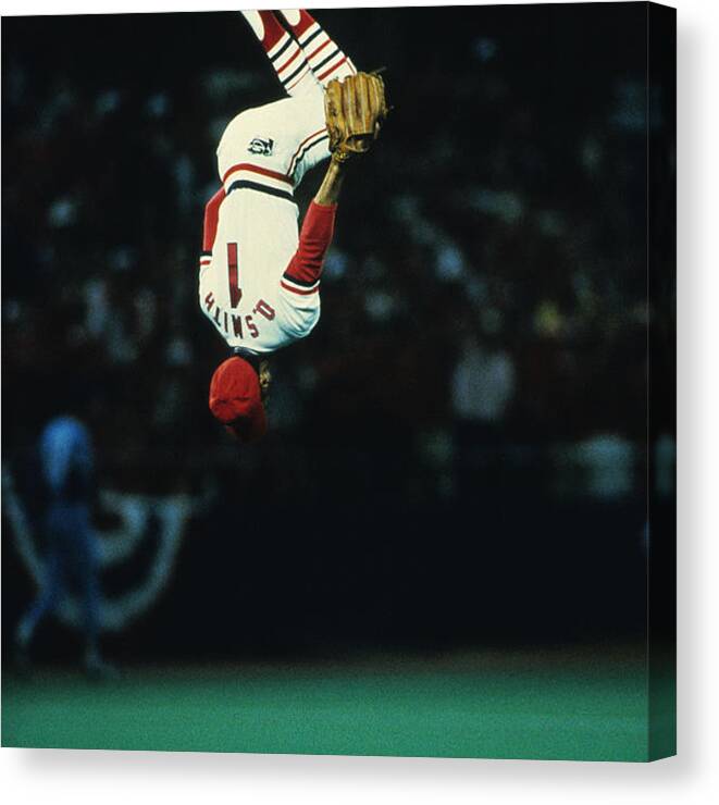 St. Louis Cardinals Canvas Print featuring the photograph Ozzie Smith by Ronald C. Modra/sports Imagery