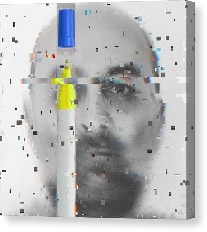 Abstract Canvas Print featuring the painting Pen Power Glitch by Revad Codedimages