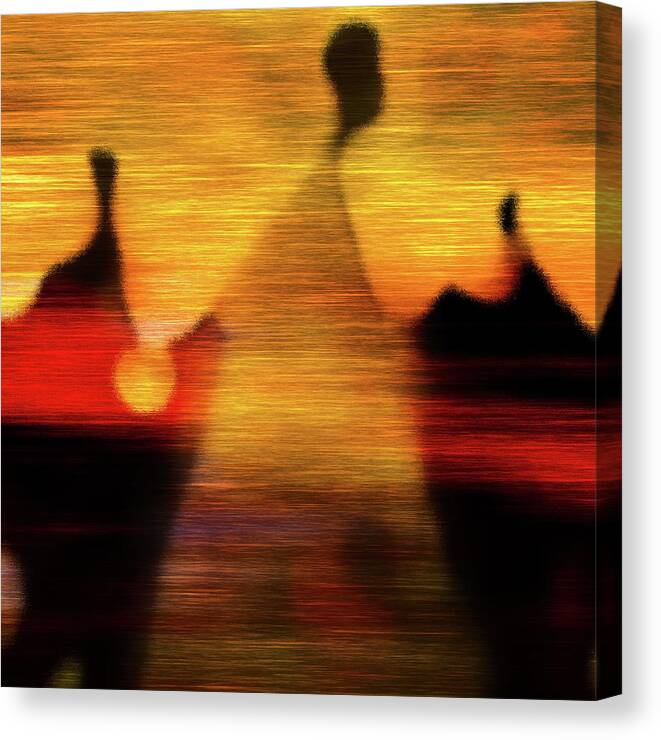 People At Sunrise Canvas Print featuring the photograph People at Sunrise No 002 by Al Fio Bonina