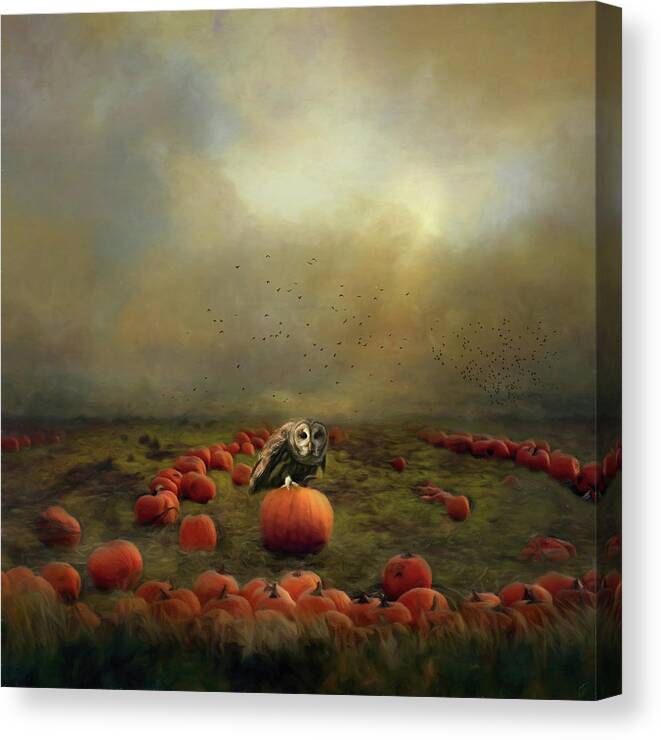 Halloween Canvas Print featuring the painting Picking My Pumpkin by Jai Johnson