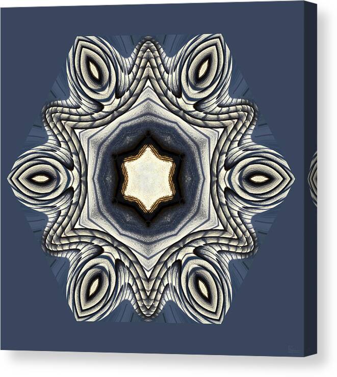  Canvas Print featuring the photograph Snowflake Mandala - snow and shadows on decking planks - mirrored creation by Peter Herman