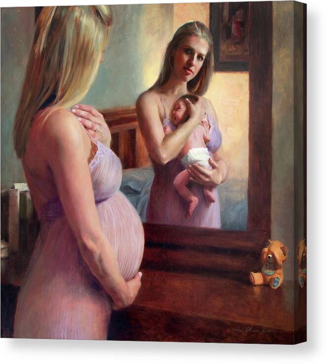 Pregnant Canvas Print featuring the painting The Wait and the Reward by Anna Rose Bain