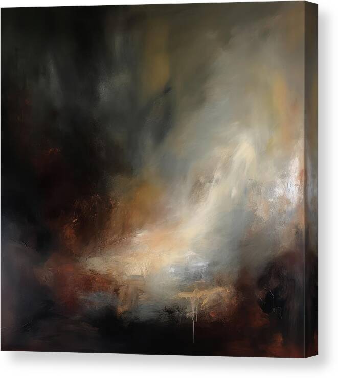Dreamscapes Canvas Print featuring the painting Whispers In The Dark 3 Atmospheric Abstract Painting by Jai Johnson