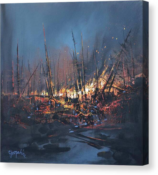 Fire Canvas Print featuring the painting Wildfire by Tom Shropshire