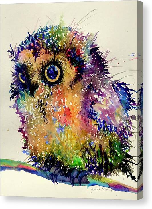 Owl Canvas Print featuring the painting Atticus the Owl by Julia S Powell
