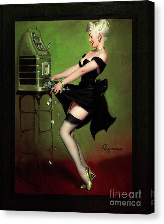 Pot Luck Canvas Print featuring the painting Pot Luck by Gil Elvgren Vintage Illustration Xzendor7 Art Reproductions by Xzendor7