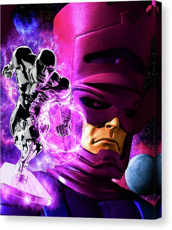 Space Canvas Print featuring the digital art Silver Surfer - The Herald of Galactus by Blindzider Photography