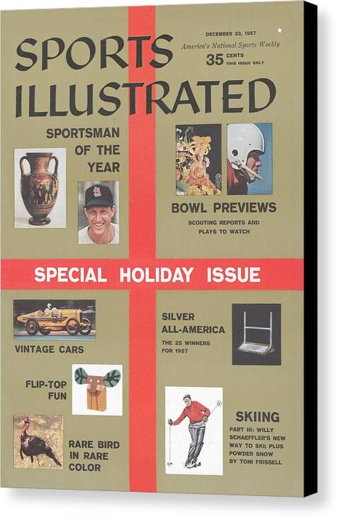 1950-1959 Canvas Print featuring the photograph 1957 Special Holiday Issue Sports Illustrated Cover by Sports Illustrated