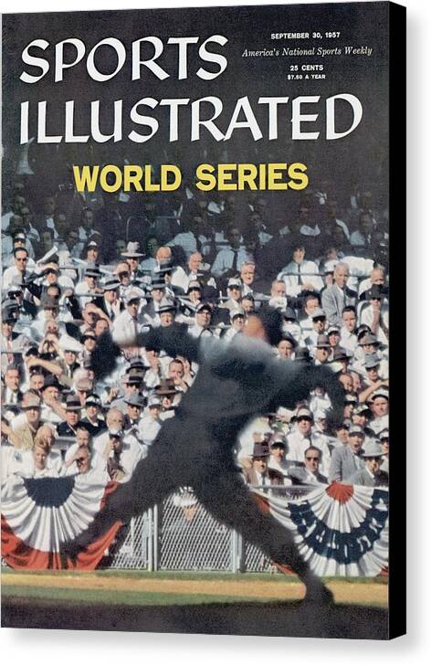 Magazine Cover Canvas Print featuring the photograph Brooklyn Dodgers Russ Meyer, 1955 World Series Sports Illustrated Cover by Sports Illustrated
