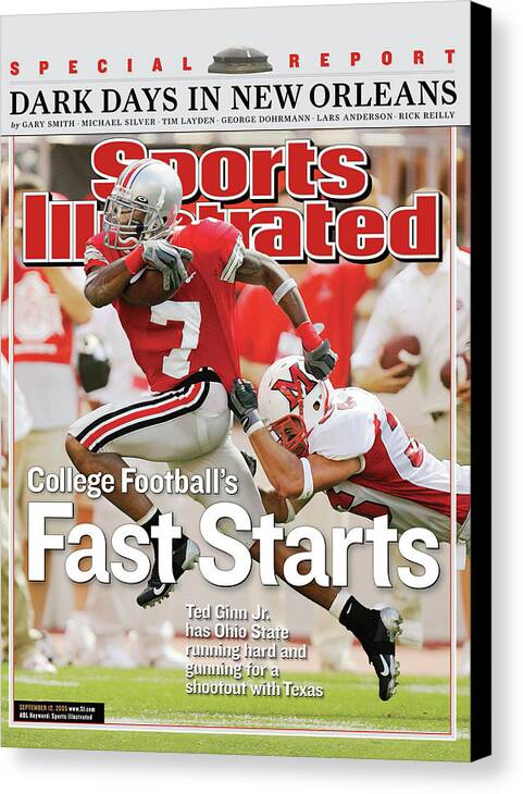 Magazine Cover Canvas Print featuring the photograph College Footballs Fast Starts Sports Illustrated Cover by Sports Illustrated
