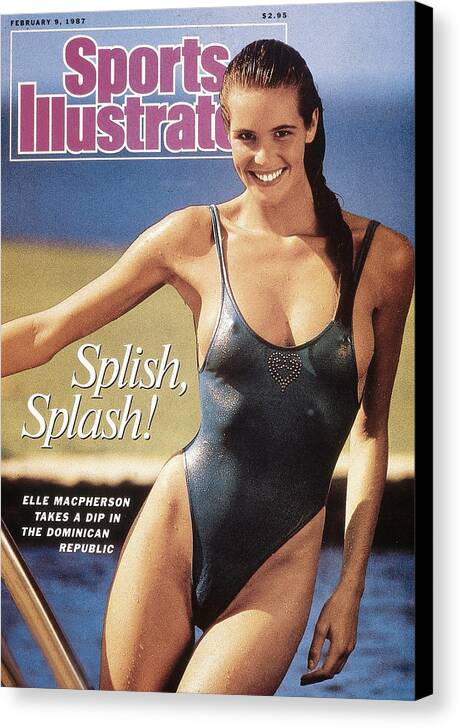 1980-1989 Canvas Print featuring the photograph Elle Macpherson Swimsuit 1987 Sports Illustrated Cover by Sports Illustrated