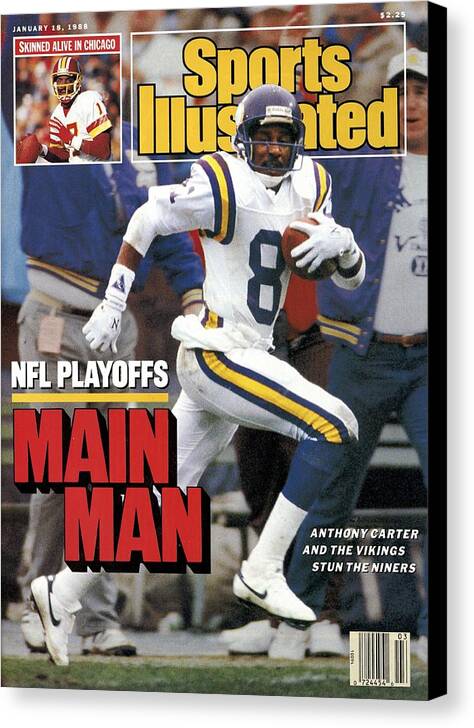 Candlestick Park Canvas Print featuring the photograph Minnesota Vikings Anthony Carter, 1988 Nfc Divisional Sports Illustrated Cover by Sports Illustrated