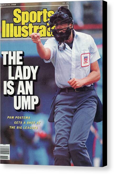 Magazine Cover Canvas Print featuring the photograph National League Umpire Pam Postema Sports Illustrated Cover by Sports Illustrated