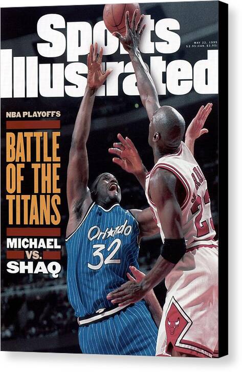 Playoffs Canvas Print featuring the photograph Orlando Magic Shaquille Oneal, 1995 Nba Eastern Conference Sports Illustrated Cover by Sports Illustrated