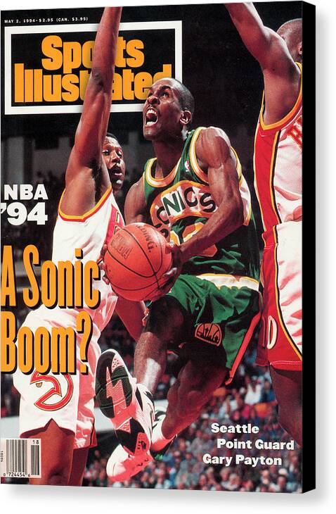 Atlanta Canvas Print featuring the photograph Seattle Supersonics Gary Payton... Sports Illustrated Cover by Sports Illustrated