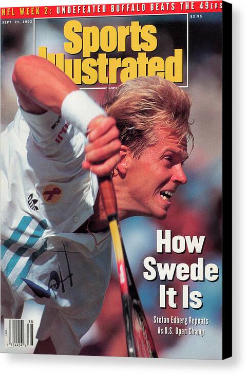 Tennis Canvas Print featuring the photograph Sweden Stefan Edber, 1992 Us Open Sports Illustrated Cover by Sports Illustrated