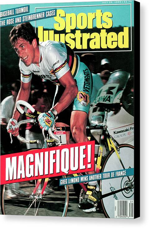 Sports Illustrated Canvas Print featuring the photograph Team Z Clothing Greg Lemond, 1990 Tour De France Sports Illustrated Cover by Sports Illustrated