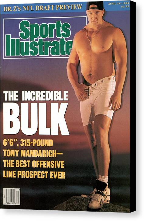 Michigan State University Canvas Print featuring the photograph Tony Mandarich, 1989 Nfl Football Draft Preview Sports Illustrated Cover by Sports Illustrated