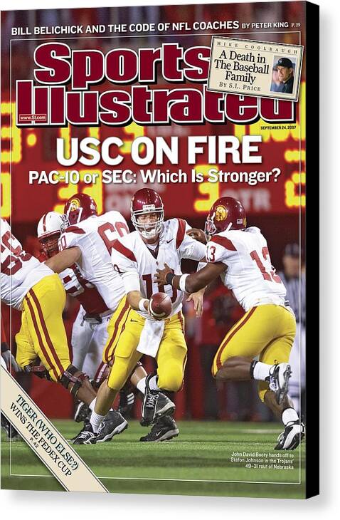 Magazine Cover Canvas Print featuring the photograph University Of Southern California Qb John David Booty Sports Illustrated Cover by Sports Illustrated