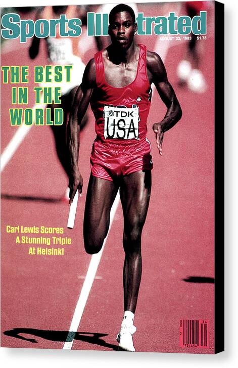 1980-1989 Canvas Print featuring the photograph Usa Carl Lewis, 1983 Iaaf Athletics World Championships Sports Illustrated Cover by Sports Illustrated