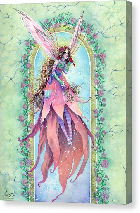 Fairy Canvas Print featuring the painting Cardinal Fairy by Sara Burrier