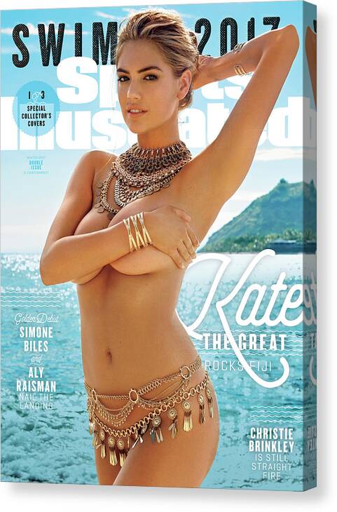 Three Quarter Length Canvas Print featuring the photograph Kate Upton Swimsuit 2017 Sports Illustrated Cover by Sports Illustrated