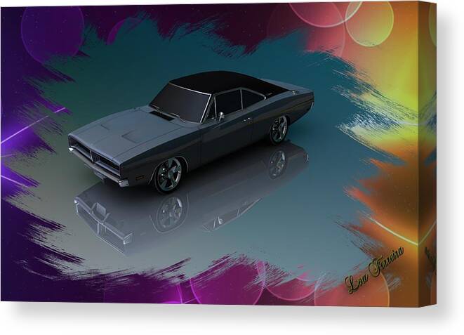 1969 Dodge Charger Canvas Print featuring the digital art 1969 Dodge Charger by Louis Ferreira