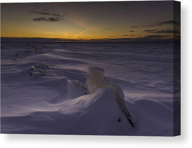 Sunset Canvas Print featuring the photograph -25 Freezing Sunset by Nebojsa Novakovic