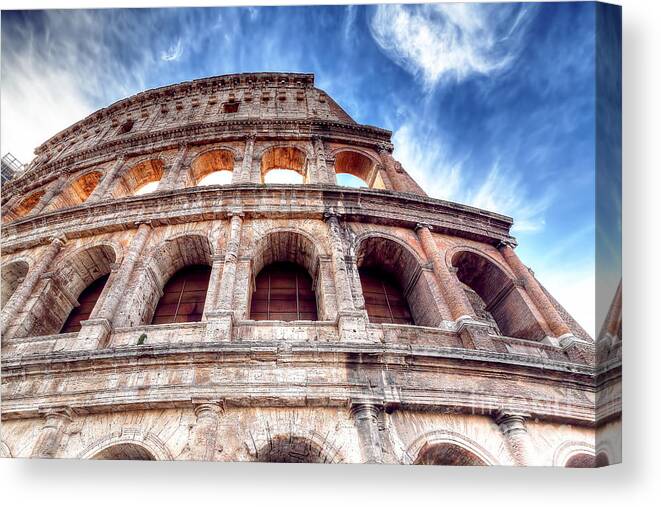 Roman Canvas Print featuring the photograph 0796 Roman Colosseum by Steve Sturgill
