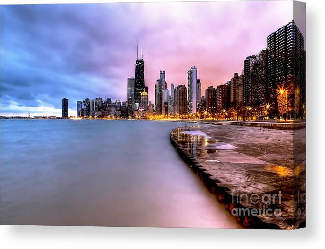 Chicago Canvas Print featuring the photograph 0865 Chicago Sunrise by Steve Sturgill