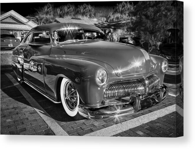 1949 Mercury Club Coupe Canvas Print featuring the photograph 1949 Mercury Club Coupe BW  by Rich Franco